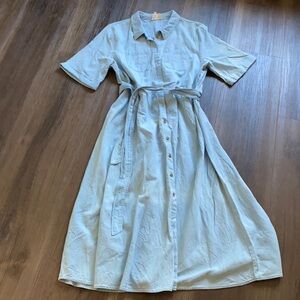 Sezane light blue chambray dress